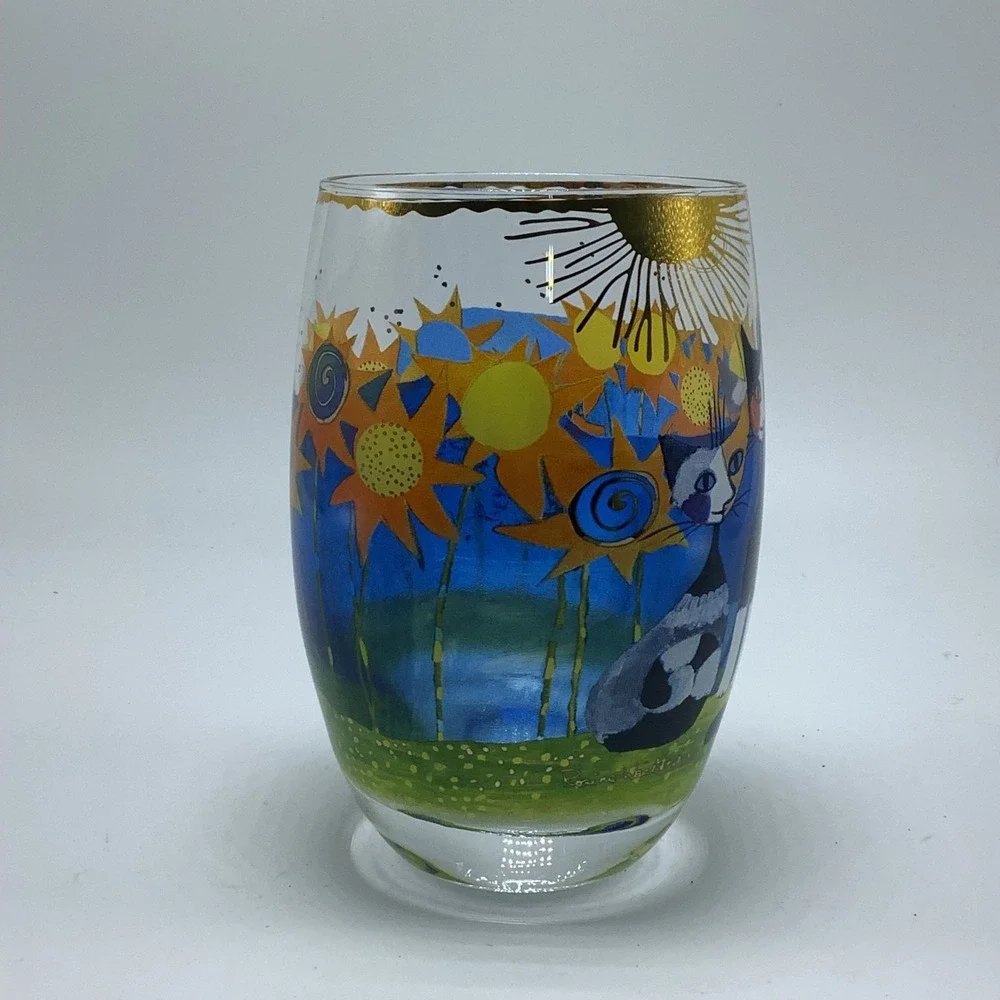 Goebel Handmade‎ Cat Sunflowers Rosina Wachtmeister Drinking Glass